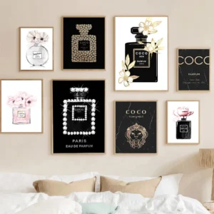 Fashion Luxury Coco Perfume Bottle Canvas Painting
