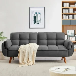 Convertible Futon Sofa Bed, Linen Sleeper Couch