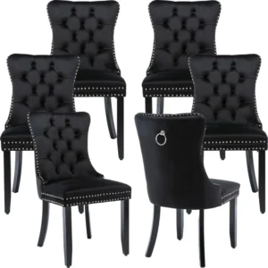 Black Velvet Dining Chairs Set of 6,