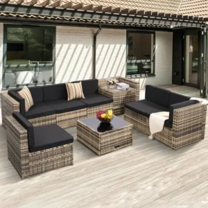 8 Piece Outdoor Wicker Patio Furniture Sectional