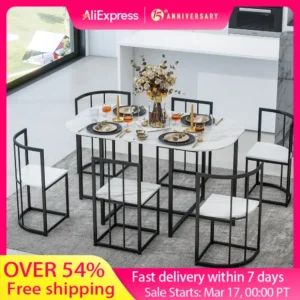 7 Piece Dining Room Table and Chairs Set for 6