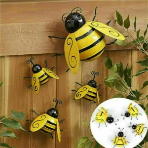 4PCS/SET Decorative Metal Art Bumble Bee Wall Ornament