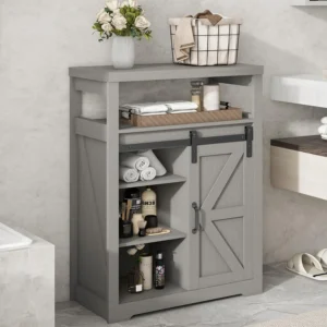 Vabches Bathroom Floor Cabinet with Sliding Door